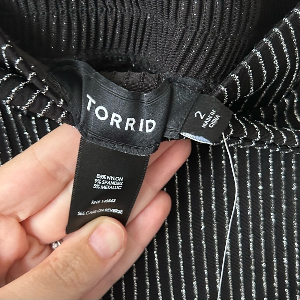 NWT Torrid Wide Leg Black and Silver Glitter Pants Womens 2X - Picture 9 of 15